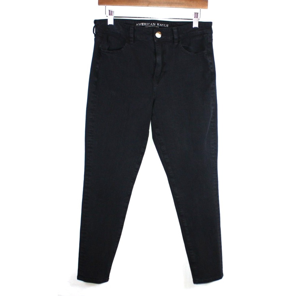 American Eagle Outfitters Jeans Womens Sz 10 Black Hi-Rise Short Stretch Jegging